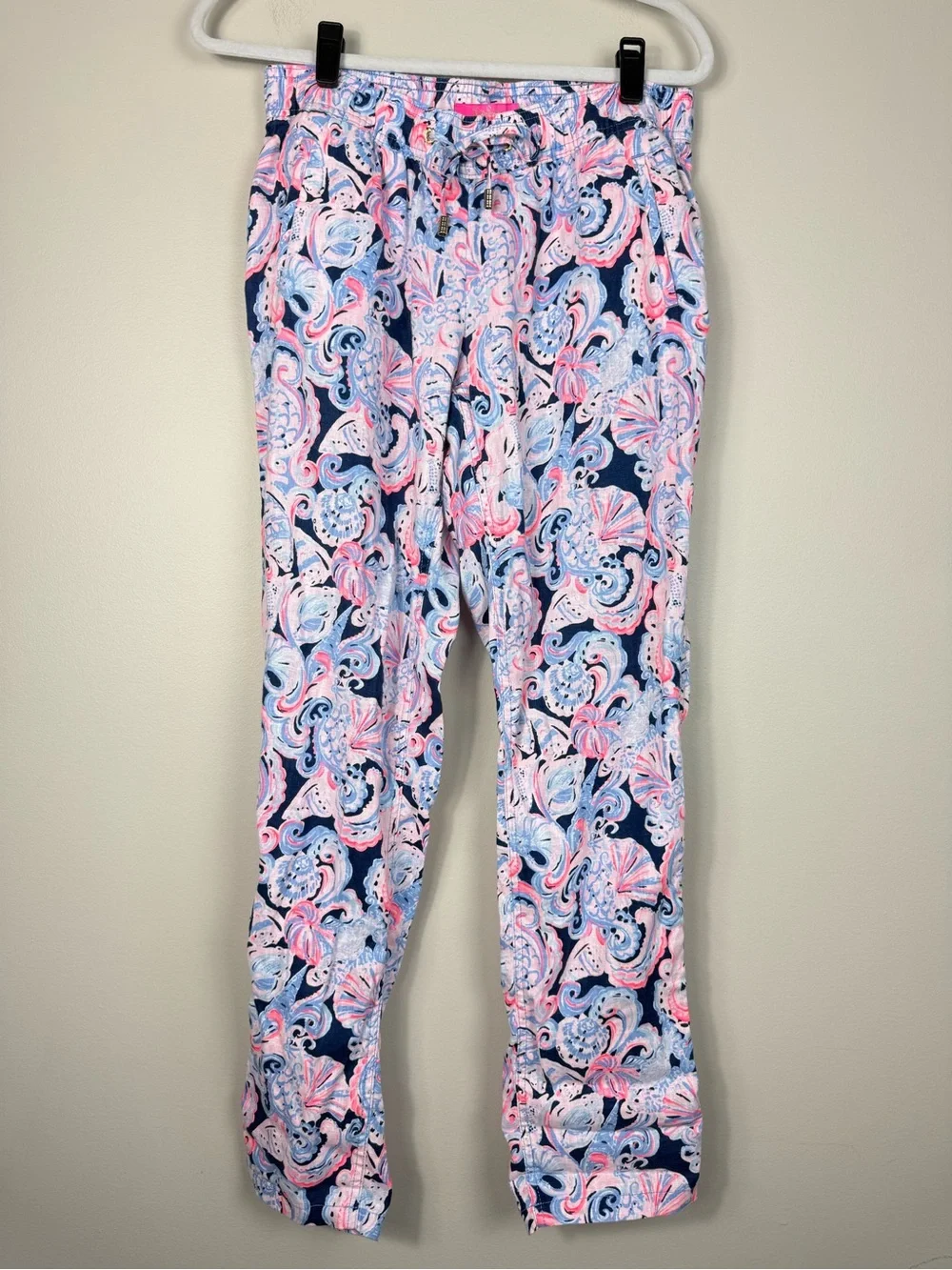 Lilly Pulitzer Aiden Linen Pant Medium High Tide Its for Shore Beach Preppy Pink